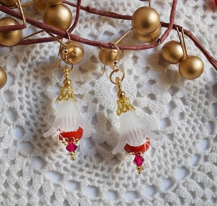 BO Secret Oriental with ceramic beads and Lucite flowers and 14K Gold Filled ear hooks