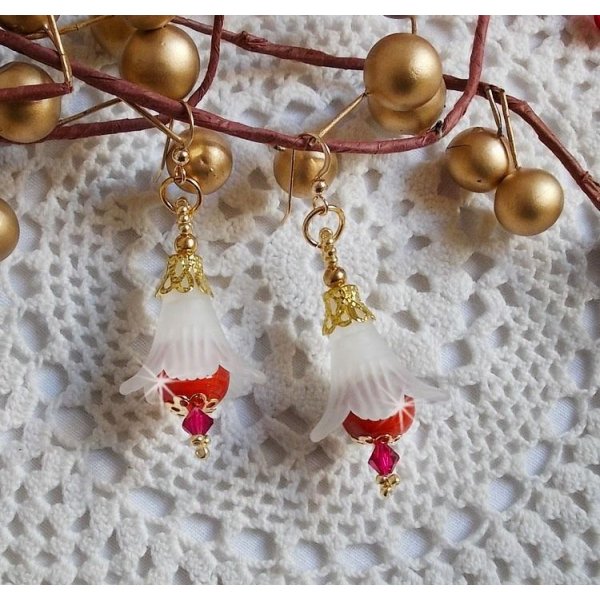 BO Secret Oriental with ceramic beads and Lucite flowers and 14K Gold Filled ear hooks