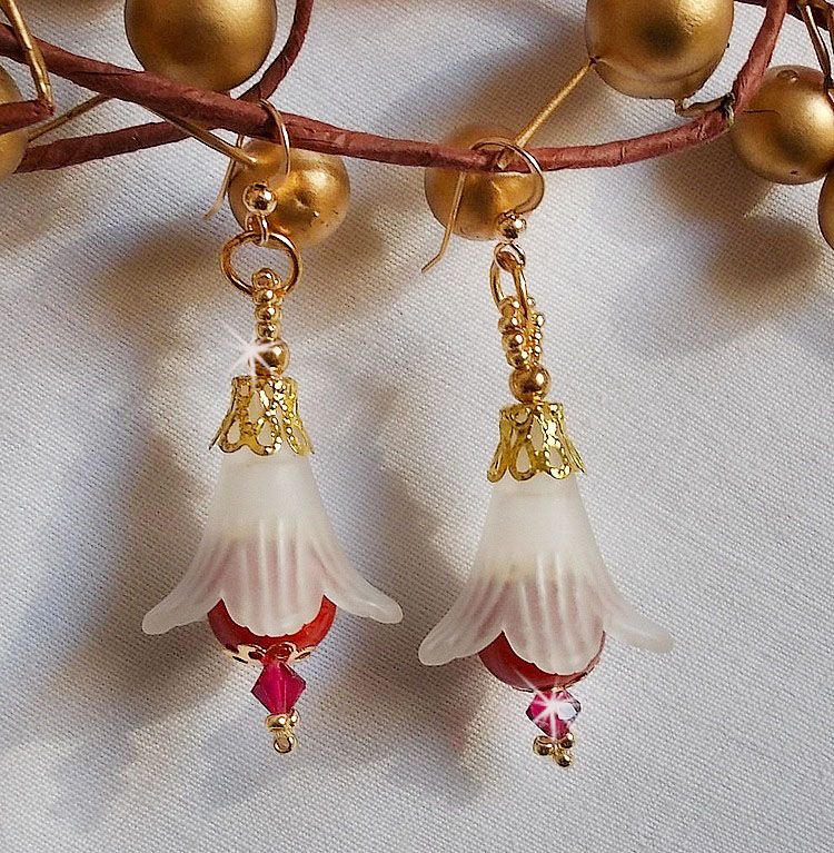 BO Secret Oriental with ceramic beads and Lucite flowers and 14K Gold Filled ear hooks