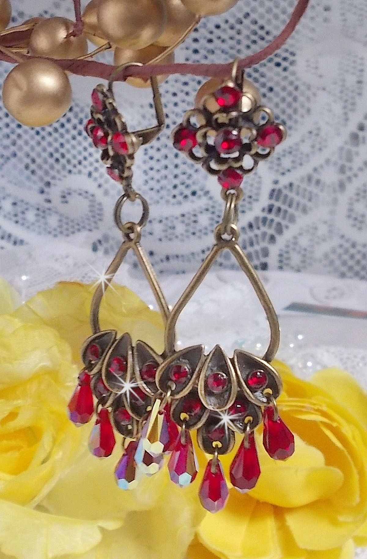 BO Collection Irresistible Ruby mounted on candlesticks with Swarovski crystals