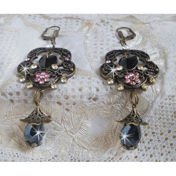 BO Irresistible Passion Collection mounted with Swarovski crystals on bronze filigree flower candle holders