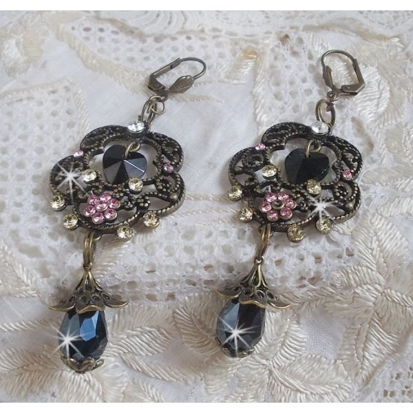 BO Irresistible Passion Collection mounted with Swarovski crystals on bronze filigree flower candle holders