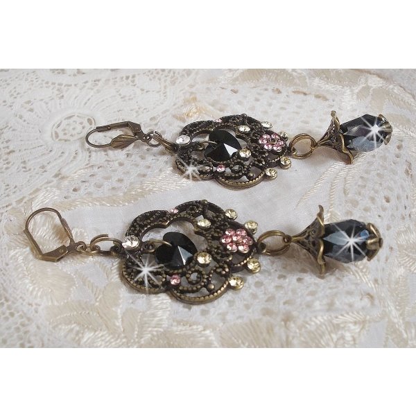 BO Irresistible Passion Collection mounted with Swarovski crystals on bronze filigree flower candle holders