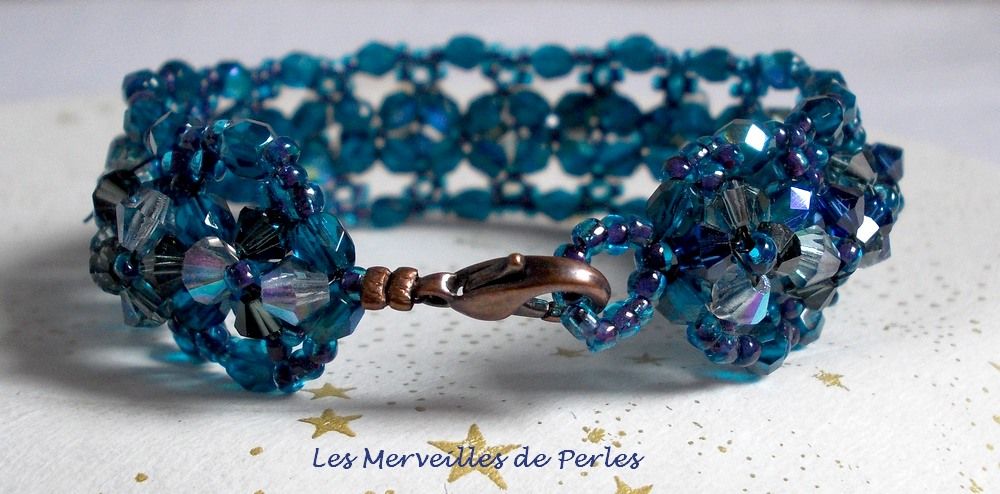 Belle de Nuit bracelet with bohemian glass facets and Swarovski crystal spinning tops