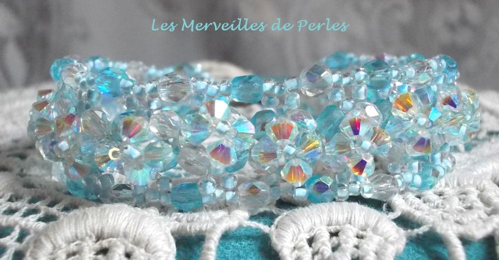 Crystal Blue bracelet with Swarovski crystal facets and spinners