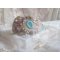 Bracelet Mint Lace Cuff Haute-Couture embroidered with Swarovski crystals, bohemian glass beads, seed beads and Lucite flowers in resin