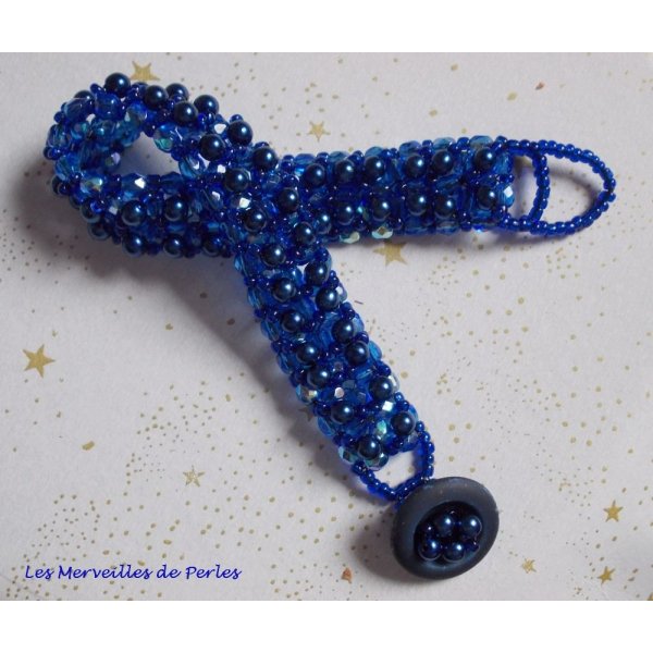 Night Blue bracelet with pearly glass beads and facets