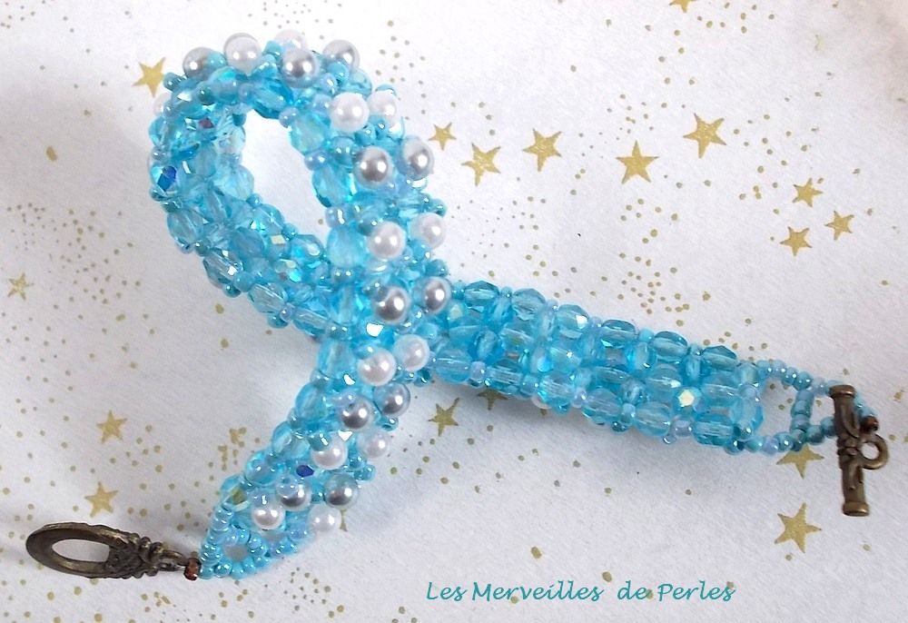 Celestial beads bracelet with facets and pearly glass beads