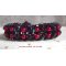 Black and red velvet beads bracelet with facets and pearly glass beads