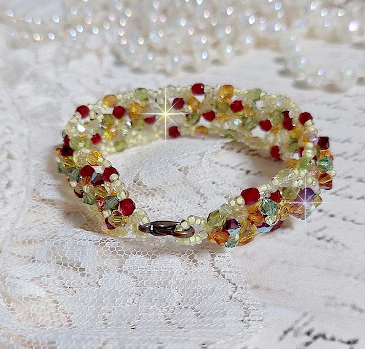 Provencal bracelet with Swarovski crystal spinning tops and facets