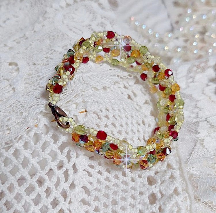 Provencal bracelet with Swarovski crystal spinning tops and facets