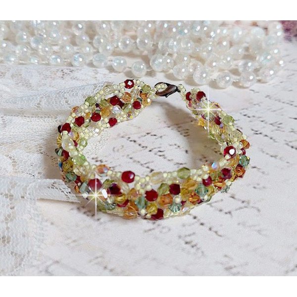 Provencal bracelet with Swarovski crystal spinning tops and facets