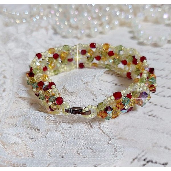 Provencal bracelet with Swarovski crystal spinning tops and facets