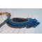 Corsica pendant necklace embroidered with a sapphire blue agate and beige seed beads