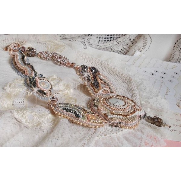 Angelique Marquise des Anges Haute-Couture necklace embroidered with gemstones and Swarovski crystals