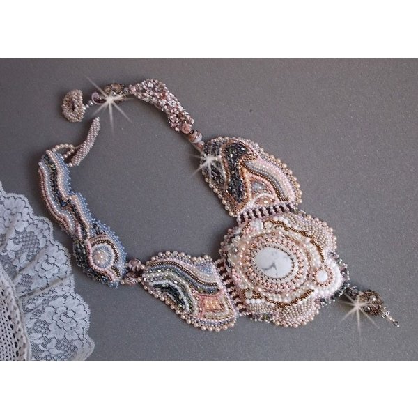 Angelique Marquise des Anges Haute-Couture necklace embroidered with gemstones and Swarovski crystals