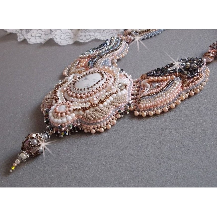 Angelique Marquise des Anges Haute-Couture necklace embroidered with gemstones and Swarovski crystals