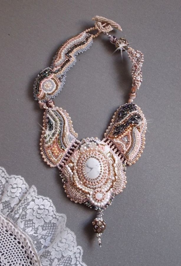 Angelique Marquise des Anges Haute-Couture necklace embroidered with gemstones and Swarovski crystals