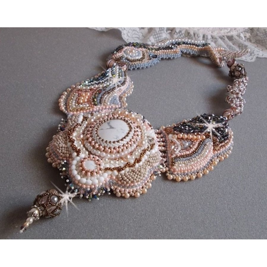 Angelique Marquise des Anges Haute-Couture necklace embroidered with gemstones and Swarovski crystals