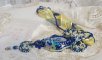 Haute-Couture Blue Palace pendant necklace with colored seed beads and Swarovski crystals