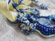 Haute-Couture Blue Palace pendant necklace with colored seed beads and Swarovski crystals