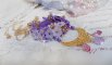 Laureline pendant necklace embroidered with purple DMC cotton, Swarovski crystals and frosted flowers.