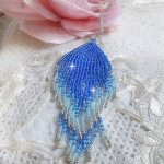 Soft Blue Dreams Pendant created with quality Sky Blue, Sapphire, Silver seed beads with 925/1000 Sterling Silver accessories