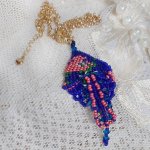Bel'Nuit Bleue pendant created with high quality Japanese seed beads, Swarovski crystals and gold plated accessories