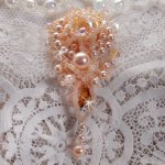 Idylle Beauty brooch embroidered with Swarovski crystals, round pearls and seed beads