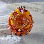 Ring Les Rêves d'Acapulco embroidered with Swarovski crystals, Miyuki seed beads, glass and beads Chic Boho Ethnic style