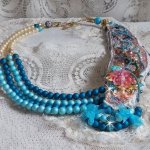 Eternal Blue necklace embroidered with Swarovski crystals 