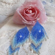 BO Soft Blue Dreams created with quality seed beads in Sapphire Blue, Sky Blue and Silver with 925/1000 silver ear hooks