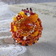 Ring Les Rêves d'Acapulco embroidered with Swarovski crystals, Miyuki seed beads, glass and beads Chic Boho Ethnic style
