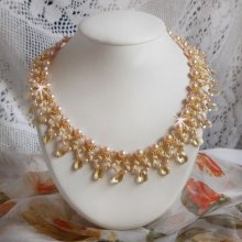 Champagne Charmeuse necklace with Swarovski crystals and faceted glass drops