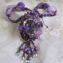 Chinese Purple Stone Pendant Necklace embroidered with Sugilite stones