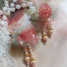 BO Douceur Poudrée created with Organza ribbon, tulle, Swarovski crystals, Bohemian glass beads and rocailles