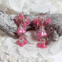 BO Cœur de Quartz créées avec fleurs et perles, dormeuses laitons, perles Cristal Swarovski