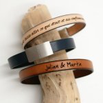 Leather bracelet to customize by engraving elegant magnetic clasp