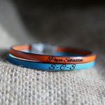 Men's bracelet in leather duo customizable by engraving