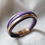 Purple & rose gold multi-leather cuff bracelet