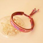 Florâme bracelet with liberty Polly ribbon on old pink leather