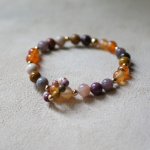 Mokaïte and Cornalite natural stone beads bracelet with mini beads ring