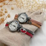 Silver-plated watch with duo leather strap in your choice of color and personalized engraving