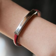 Metal bracelet bar in leather single turn 