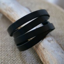 Leather bracelet 4 turns of wrist for man customizable by engraving