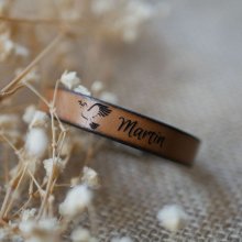 Leather bracelet for communion or baptism personalized with the first name 
