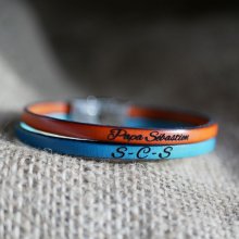 Men's bracelet in leather duo customizable by engraving