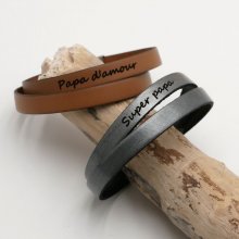 Leather bracelet for men customizable by engraving