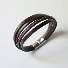 Men's brown multi-leather cuff bracelet