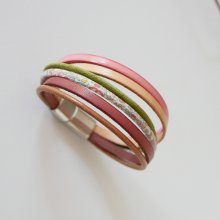Pastel leather and floral Liberty cord cuff bracelet